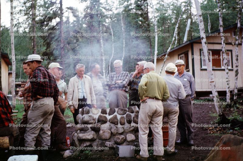 fire pit, smoke, Camp, 1967, 1960s