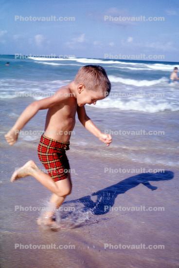 Boy Running, splash, shadow, 1960s