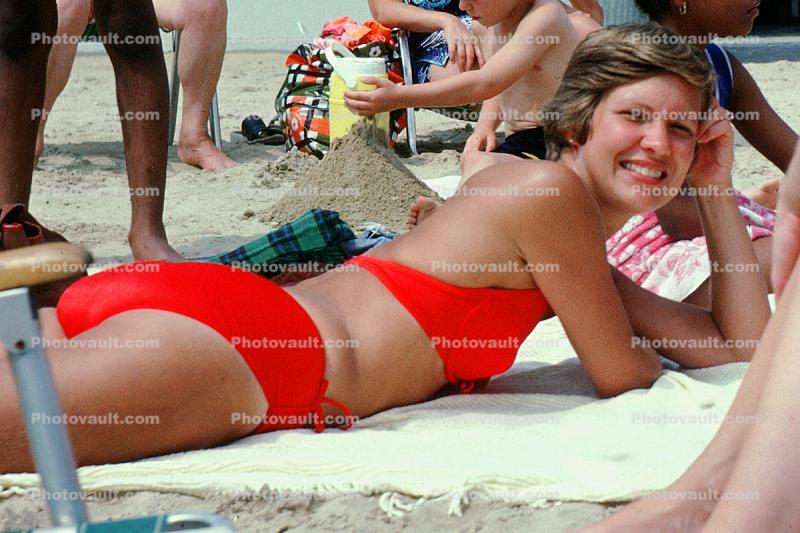 Smiling Sunbather, Beach, Sand