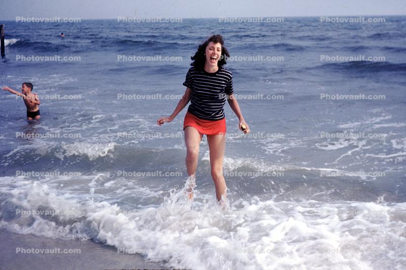 Ocean, Legs, Leggy, Cold, Funny, Long Island, 1950s
