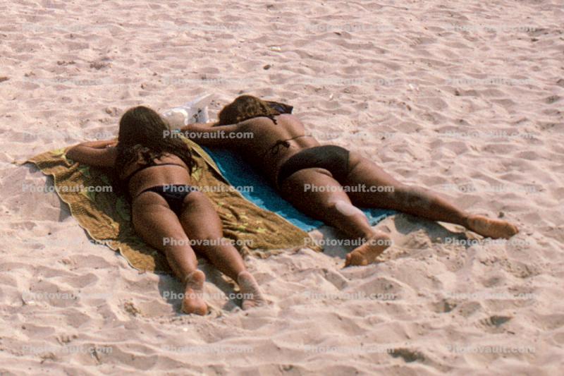 Copacabana Beach, sand, sun worshippers, 1960s