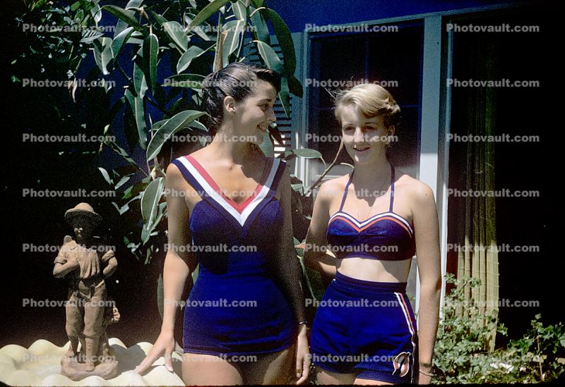 Women, Sunny, Summertime, Swimsuit, Bikini, AIO, 1950s
