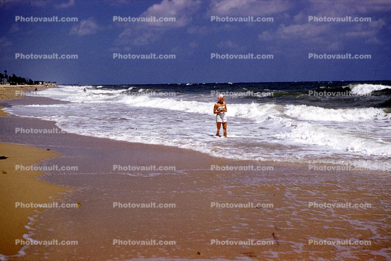 Beach, Girl, Waves, Ocean, Sand, Sandy, Gulf, Sunny, Summertime, water, 1950s