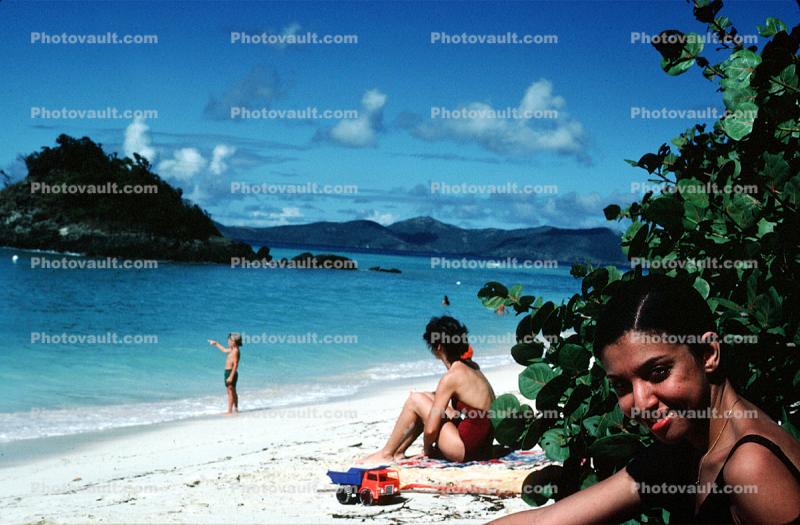 beach, sand, water, woman, 1979, 1970s