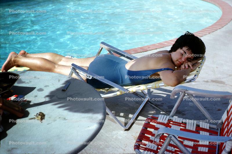 Napping Lady, woman, aio bathing suit, keys, 1960s