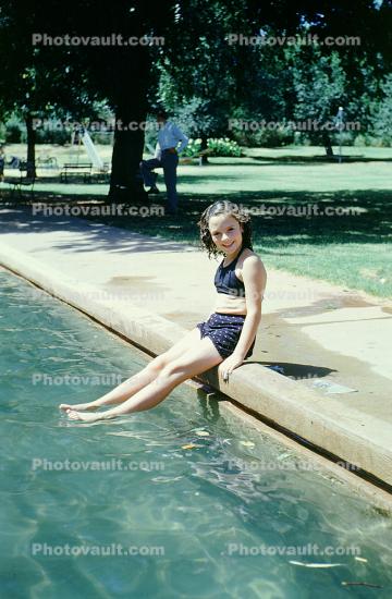 Poolside, Girl, Sunburn, Suntan, Summer, Sunny, 1949, 1940s