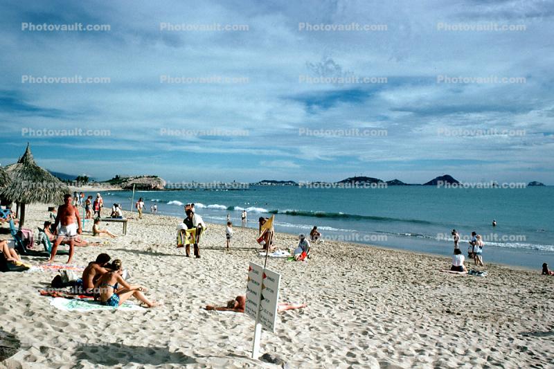 Beach, Sand, Ocean, Mazatlan, Mexico, 1976, 1970s