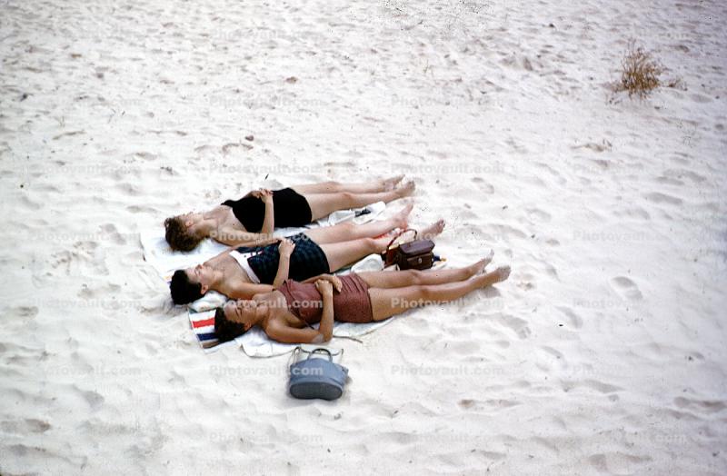 Beach, Sand, Sun Worshippers, 1950s
