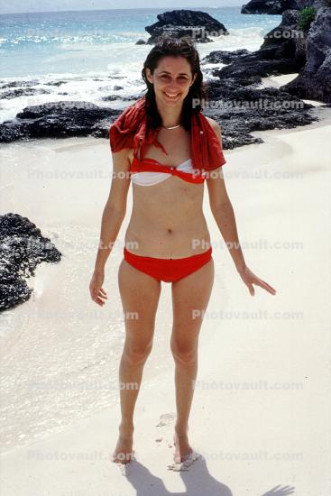 Happy Bikini Girl, Beach, Sand, 1960s