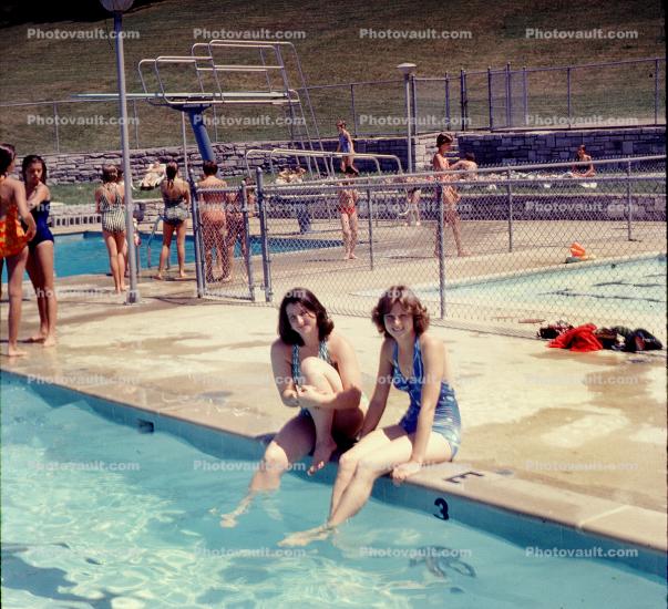 Poolside, Pool, Girls, Friends, 1960s