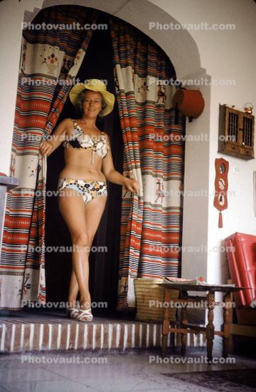 Female, woman, women, fun, smiles, Bathingsuit, sunny day, bikini, 1960s