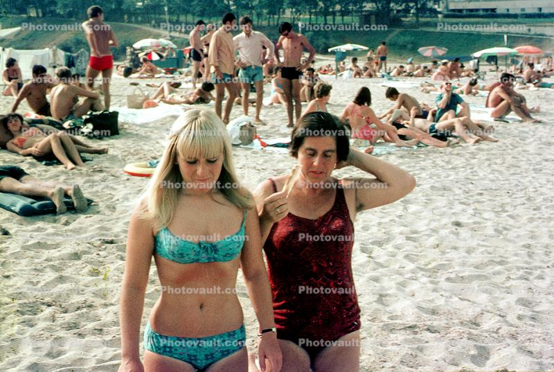 Beach, Sand, Women, Lady, 1970s