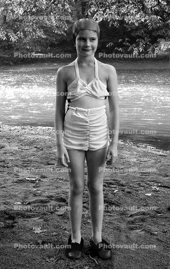 girl in a strange bikini, swimsuit, 1950s