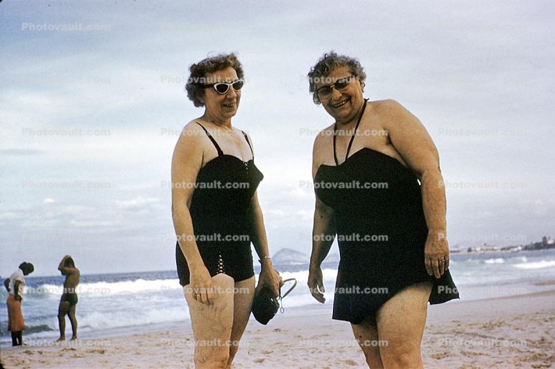 Women, Beach, Sunglasses, 1950s