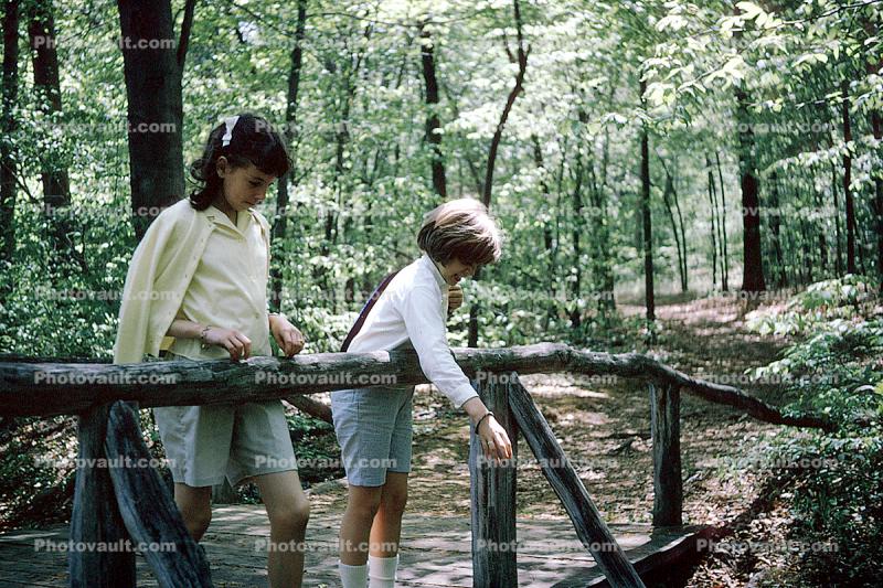 Girls, Sisters, Forest, Path, 1965, 1960s