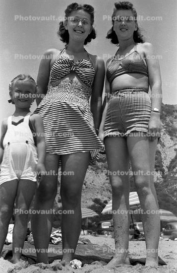 Girl, beachwear, Woman, Smiles, Swimsuit, Bikini, 1940s