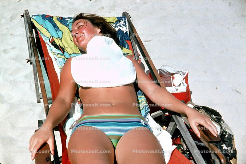 woman getting a nice sunburn, suntan, sun worshipper, 1970s