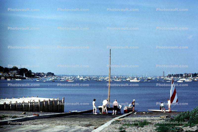 Boat Ramp, Harbor, Water, Sailboats, Marblehead, Massachusetts, 1966, 1960s