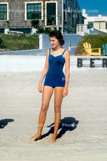 Lady, Woman, Beach, Sand, Leggy, 1940s