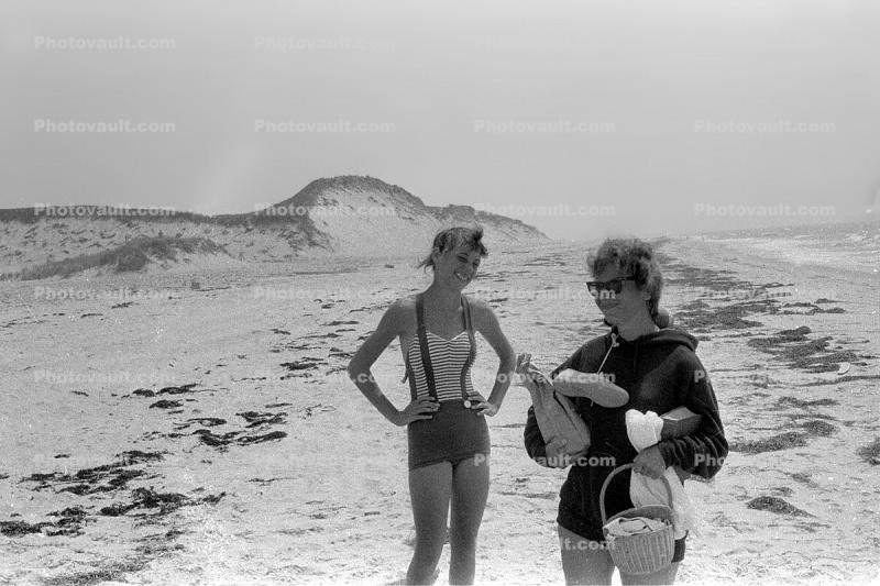 Beach, girl, woman, swimsuit, 1960s