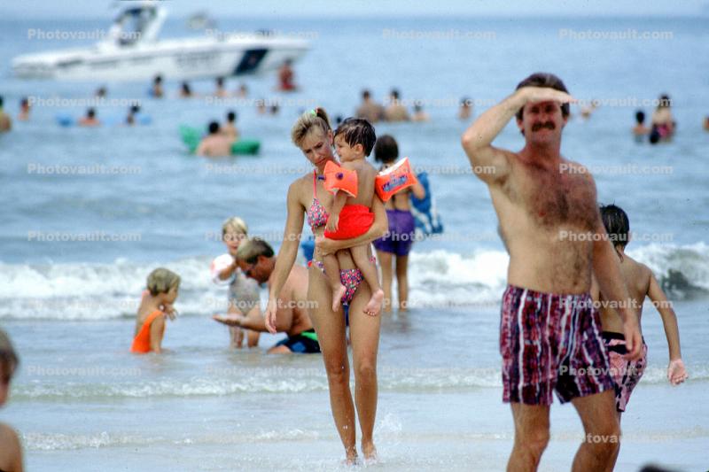 Beach, Ocean, man, woman, baby, child, 1960s
