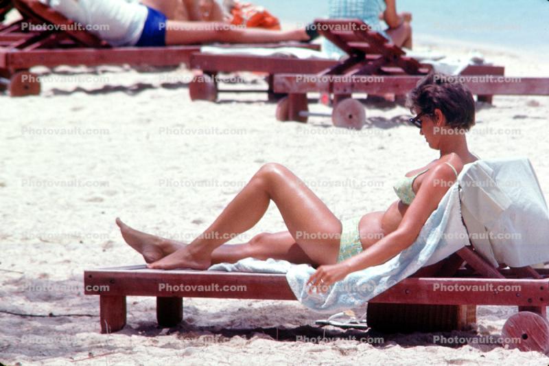 Sun Worshiper, Woman, Lounge Chair, Beach, 1968, 1960s