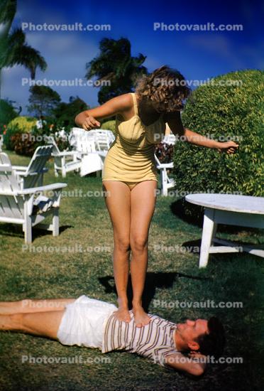 Swimsuit Lady, Woman, Man, 1940s