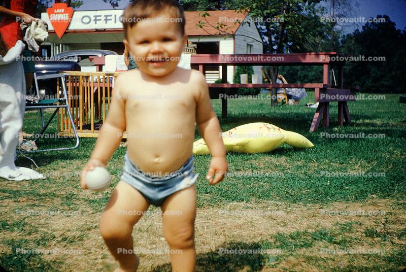 Cute Boy, Ball, Vacation, Retro, Lake Shawnee, 1940s
