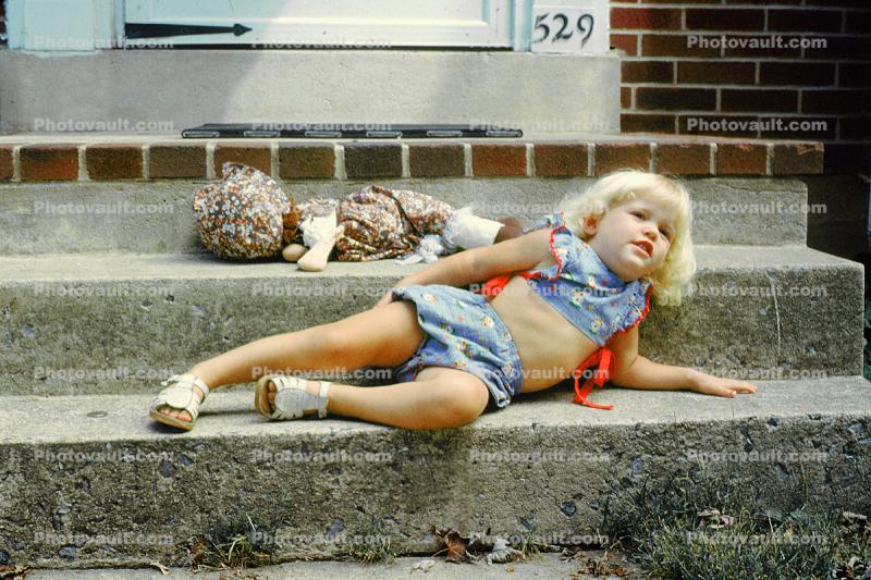 Girl, Steps, Doll, 1960s