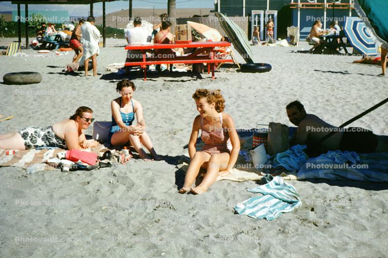 beach beauties, sand, woman, women, 1960s