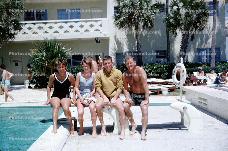 Women, Men, swimsuit, aio, diving board, Gulf Ocean Mile Hotel, Fort Lauderdale