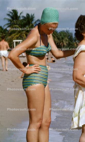 Woman, Bikini, Bathing Cap, 1960s