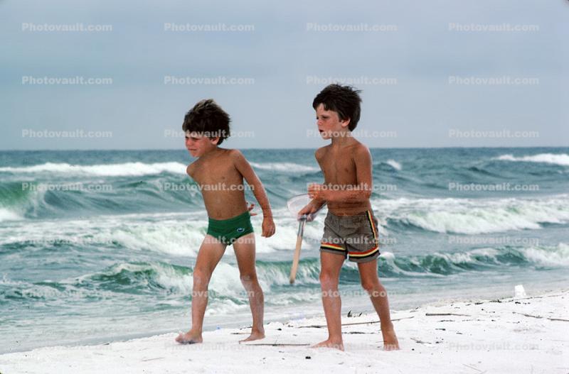 Boys on a Beach, waves, Ocean