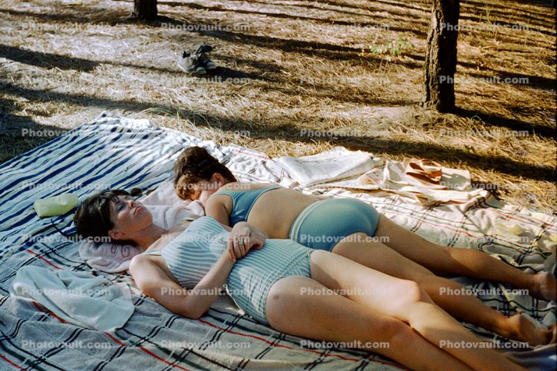 Napping Ladies, bouffant hairdo, 1960s