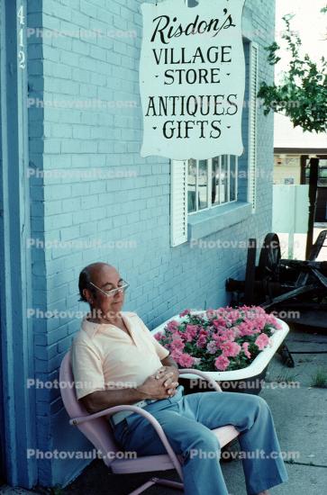 Risdon's Village Store, Man Lounging, napping, chair