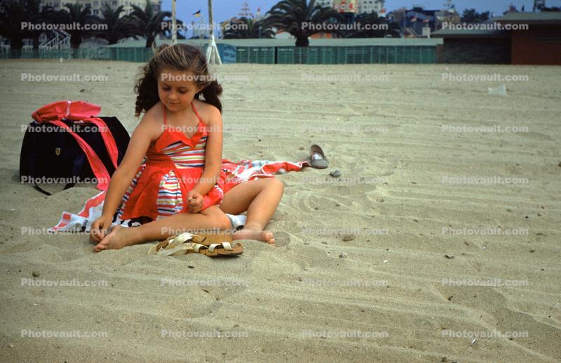 Girl on the Beach, sand, alone, 1940s