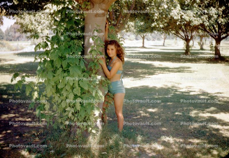 Darleen by a Tree, Bakersfield, California, 1940s