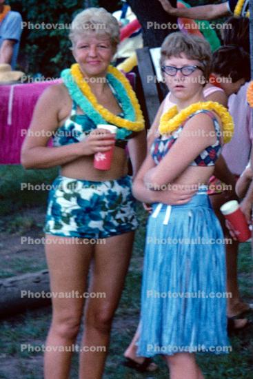 Mother, Daughter, Bikini, Grass Skirt, 1960s