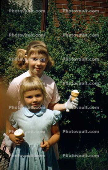 2 Girls eating Ice Cream Cones, 1950s