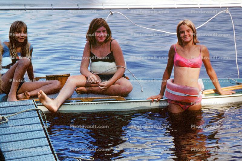 Girls, Water, Sailboat, 1960s