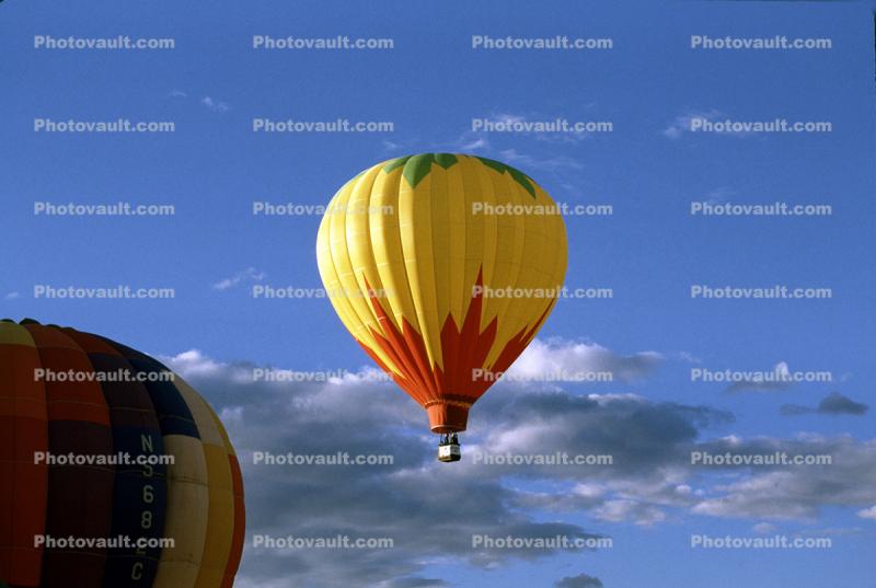 Yellow Balloon in Flight at Snowmass Hot Air Balloon Festival, Aspen, 12, July 1986