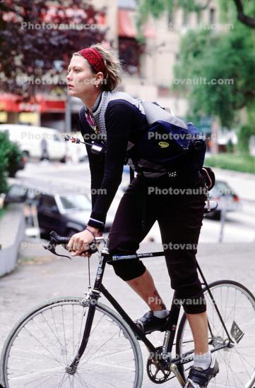 Woman Riding a Bike, ten speed, woman, female, messenger delivery