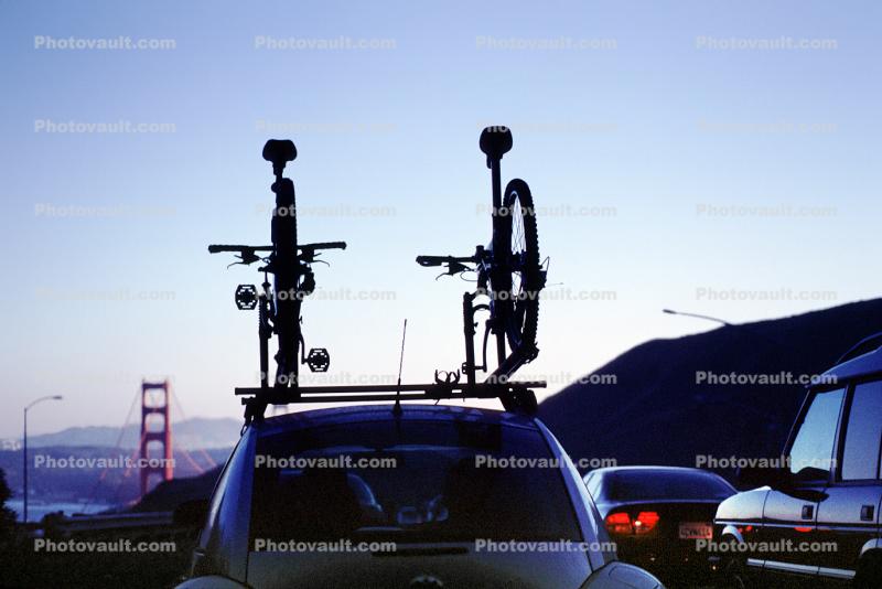 Volkswagen Car, Bicycles on a Car Rack, Marin County, Highway 101