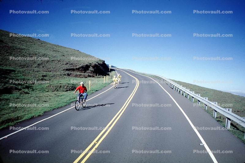Bicyclist, riding, road, street, Maui