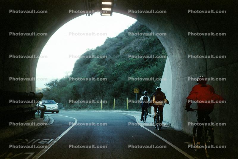 Bicyclist, Rider, street, road, Tunnel, Marin County, California