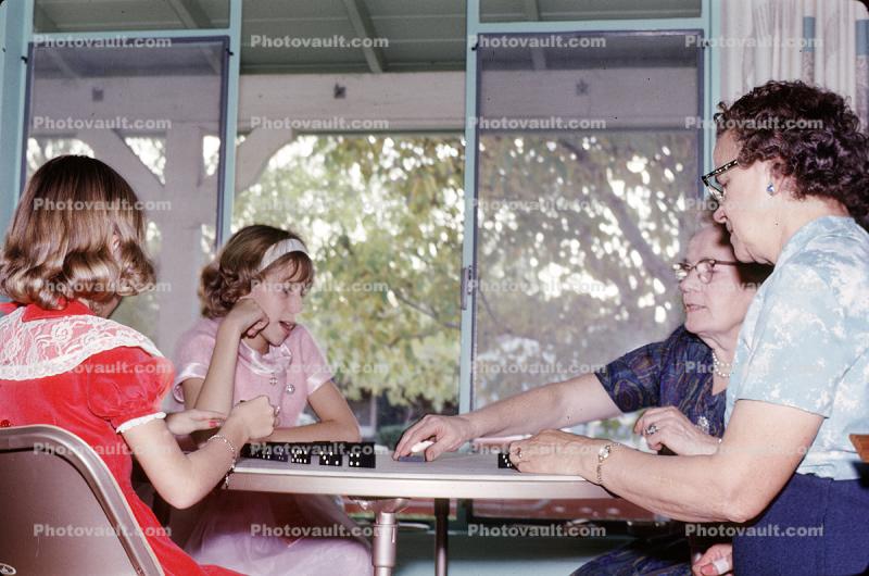 Dominos, Girls, Grandma, Women, 1950s