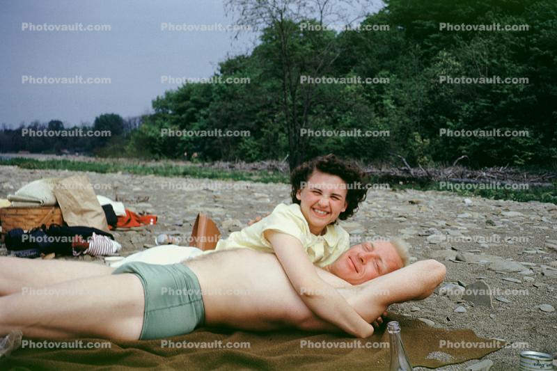 Muscle Beach, Woman, Swimsuit, Man, couple, 1950s