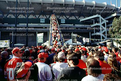 Crowds, Entering, Entrance, Escalator, staircase, stadium, people, fans