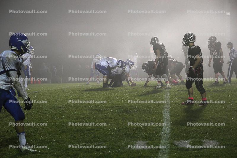 High School Football game in the fog