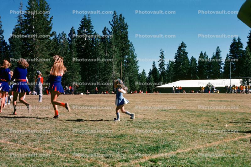 Cheerleaders Running, North Tahoe High School, Placer County, Tahoe City, May 1975